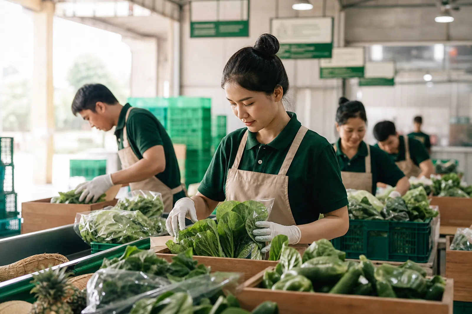 Cơ sở sản xuất sơ chế đóng gói rau củ quả của HTP